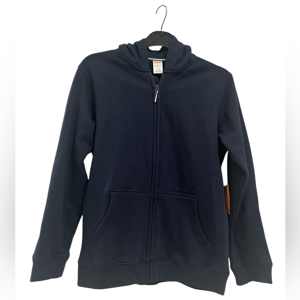 Gymboree Playproof Navy Blue hoodie sweatshirt/zips in front/unisex kids size 12